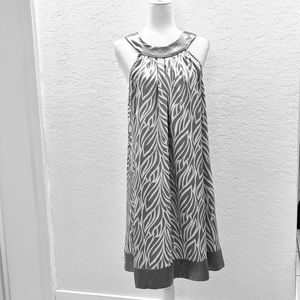 Max Rave gray silver white silky satin like midi dress perfect for summer large